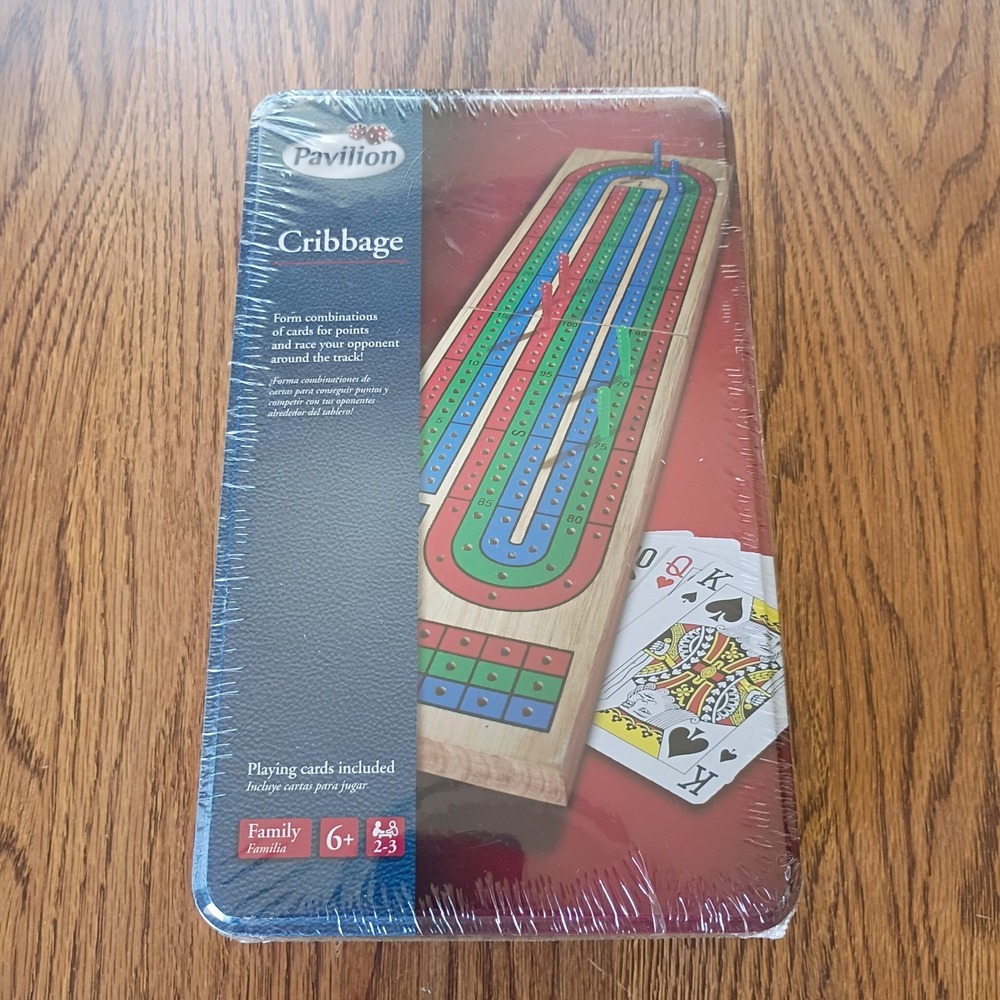 Pavilion Cribbage Track Game Playing Cards In Tin Brand New Sealed